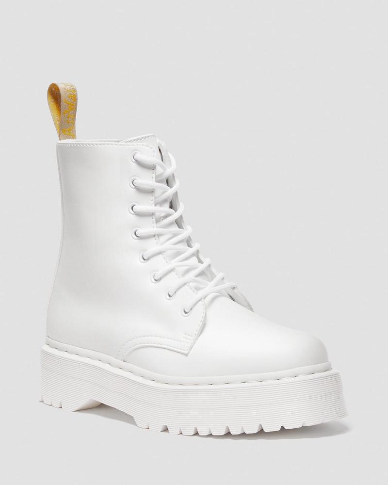 White Men\'s Dr Martens Vegan Jadon II Kemble Mono Platform Boots | CA 567KOR